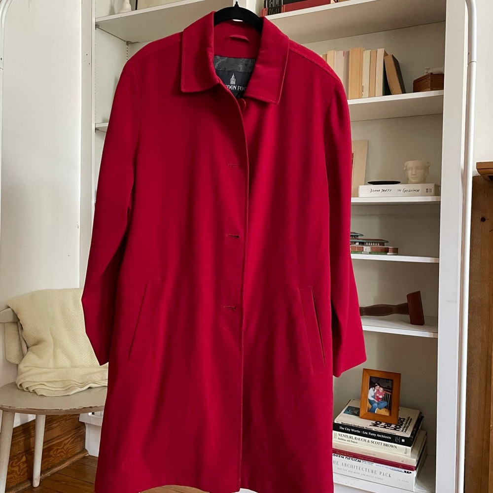 London Fog Vibrant Red Trench Coat